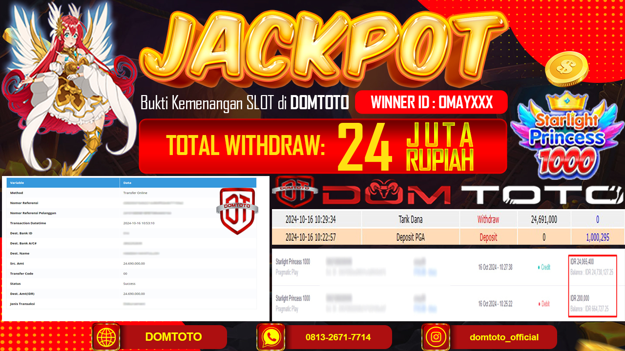 JACKPOT STARLIGHT PRINCESS1000 16 OKTOBER 2024